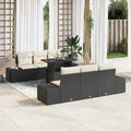 Sofa Set mit Kissen 7 pcs Schwarz und Creme Poly-Rattan