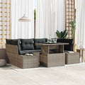 Sofa Set mit Kissen 7 pcs Grau Poly-Rattan