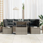 Sofa Set mit Kissen 7 pcs Grau Poly-Rattan