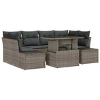 Sofa Set mit Kissen 7 pcs Grau Poly-Rattan