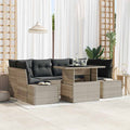 Sofa Set mit Kissen 7 pcs Hellgrau Poly-Rattan