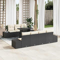 Sofa Set mit Kissen 8 pcs Schwarz und Creme Poly-Rattan