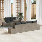 Sofa Set mit Kissen 8 pcs Grau Poly-Rattan