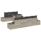 Sofa Set mit Kissen 8 pcs Hellgrau Poly-Rattan