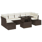 Sofa Set mit Kissen 8 pcs Braun und Creme Poly-Rattan