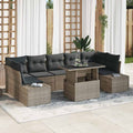 Sofa Set mit Kissen 8 pcs Grau Poly-Rattan