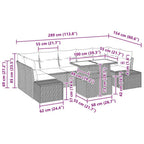 Sofa Set mit Kissen 8 pcs Schwarz Poly-Rattan