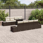 Gartensofa-set mit Kissen 9 pcs Braun und Creme Poly-Rattan