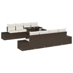 Gartensofa-set mit Kissen 9 pcs Braun und Creme Poly-Rattan