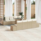 Gartensofa-set mit Kissen 9 pcs Beige und Creme Poly-Rattan