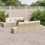 Gartensofa-set mit Kissen 9 pcs Beige und Creme Poly-Rattan