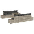 Gartensofa-set mit Kissen 9 pcs Hellgrau Poly-Rattan