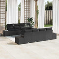 Gartensofa-set mit Kissen 9 pcs Schwarz Poly-Rattan
