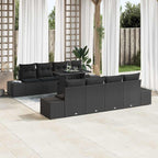 Gartensofa-set mit Kissen 9 pcs Schwarz Poly-Rattan