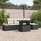 Gartensofa-set mit Kissen 6 pcs Schwarz und Creme Poly-Rattan