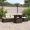 Gartensofa-set mit Kissen 6 pcs Braun und Creme Poly-Rattan