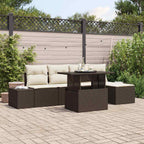 Gartensofa-set mit Kissen 6 pcs Braun und Creme Poly-Rattan