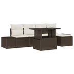 Gartensofa-set mit Kissen 6 pcs Braun und Creme Poly-Rattan