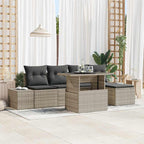 Gartensofa-set mit Kissen 6 pcs Hellgrau Poly-Rattan