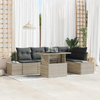 Garten-Sofa-Set mit Kissen 6 pcs Hellgrau Poly Rattan