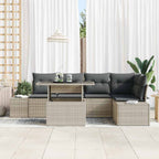 Garten-Sofa-Set mit Kissen 6 pcs Hellgrau Poly Rattan