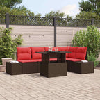 Garten-Sofa-Set mit Kissen mit Speicher 6 pcs Braun und Rot