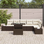 Garten-Sofa-Set mit Kissen mit Speicher 7 pcs Braun und Creme