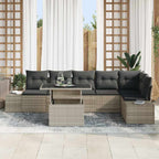Gartensofa-set mit Kissen 7 pcs Hellgrau Poly-Rattan