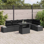 Garten-Sofa-Set mit Kissen mit Speicher 7 pcs Schwarz