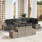 Gartensofa-set mit Kissen 9 pcs Grau Poly-Rattan