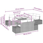 Gartensofa-set mit Kissen 9 pcs Beige und Hellgrau Poly-Rattan