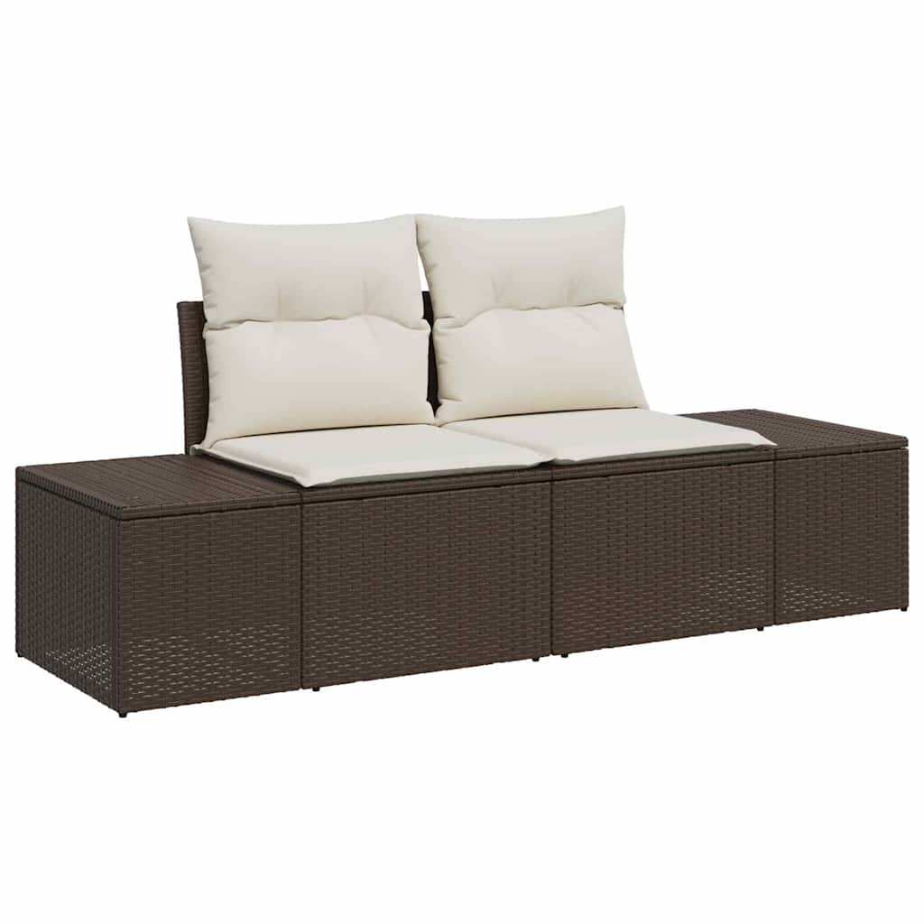 Garten-Sofa-Set mit Kissen 7 pcs Braun und Creme