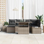 Garten-Sofa-Set mit Kissen 7 pcs Grau