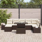 Garten-Sofa-Set mit Kissen 8 pcs Braun und Creme