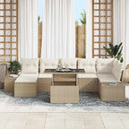 Garten-Sofa-Set mit Kissen 8 pcs Beige und Creme