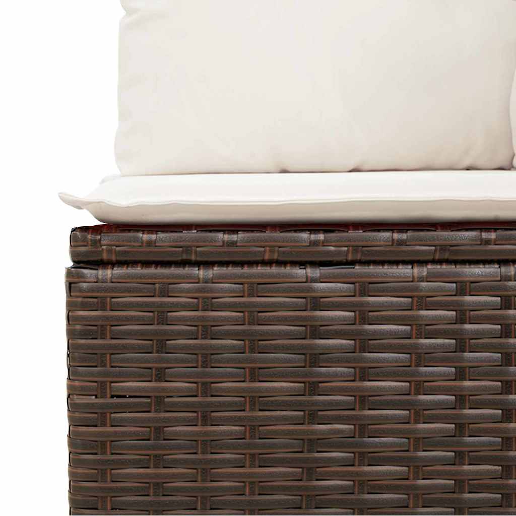 Gartensofa-set mit Kissen 9 pcs Braun und Creme Poly-Rattan