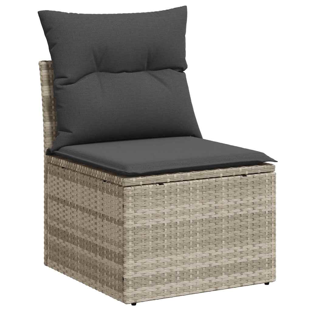 Gartensofa-set mit Kissen 9 pcs Hellgrau Poly-Rattan