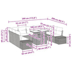 Gartensofa-set mit Kissen 10 pcs Braun und Creme Poly-Rattan