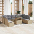 Garten-Sofa-Set mit Kissen 10 pcs Beige und Hellgrau