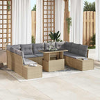 Garten-Sofa-Set mit Kissen 10 pcs Beige und Hellgrau