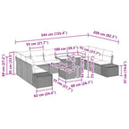 Garten-Sofa-Set mit Kissen mit Speicher 11 pcs Braun und Creme