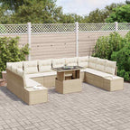 Garten-Sofa-Set mit Kissen mit Speicher 11 pcs Beige und Creme