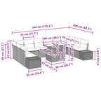 Gartensofa-set mit Kissen 11 pcs Braun und Rot Poly-Rattan