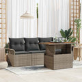 Gartensofa-set mit Kissen 5 pcs Grau Poly-Rattan