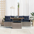 Garten-Sofa-Set mit Kissen 5 pcs Grau und Marineblau