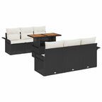 Garten-Sofa-Set mit Kissen 7 pcs Schwarz und Creme