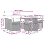 Garten-Sofa-Set mit Kissen 7 pcs Grau
