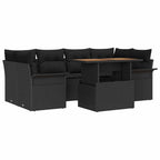 Garten-Sofa-Set mit Kissen 7 pcs Schwarz