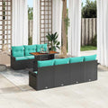 Garten-Sofa-Set mit Kissen 8 pcs Schwarz und blau