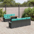 Garten-Sofa-Set mit Kissen 8 pcs Schwarz und blau